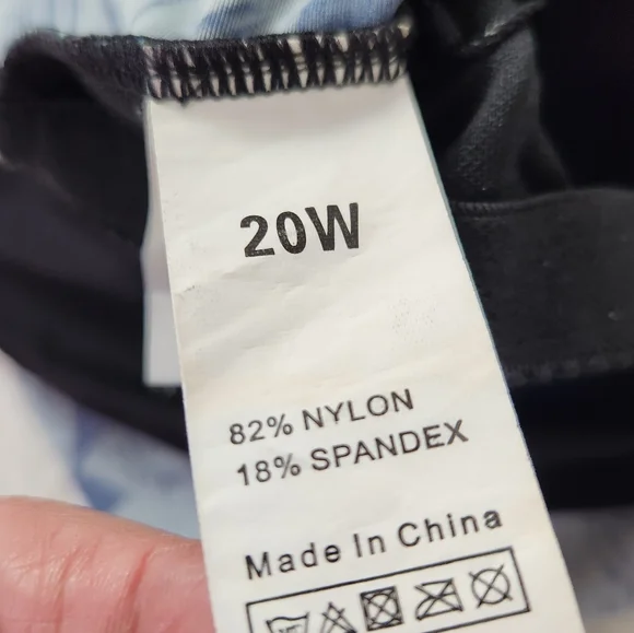 Cadocado Tankini Swimsuit Blue Palm Tree Leaves 3 Tier Ruffle Top Sz 20 XXL Exc - Picture 7 of 15